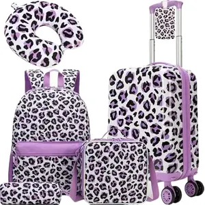 Purple Leopard 5-Piece Kids Luggage Set Travel days just got a major style upgrade! Waterproof, ultra-spacious, and built to last through every adventure. Ideal for long flights, road trips, and school smooth zipper mochila deniñas