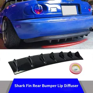 New Style Gloss Black 7 Wings Car Rear Bumper Diffuser Universal Lower Body Lip Spoiler Fin Splitter Car Exterior Modification Accessories