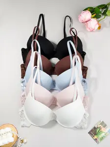 5 Pack Women's Push Up Side Support Bras, Wirefree Seamless Back Smoothing Minimizer Bra For Big Bust, Everyday Wear Underwear