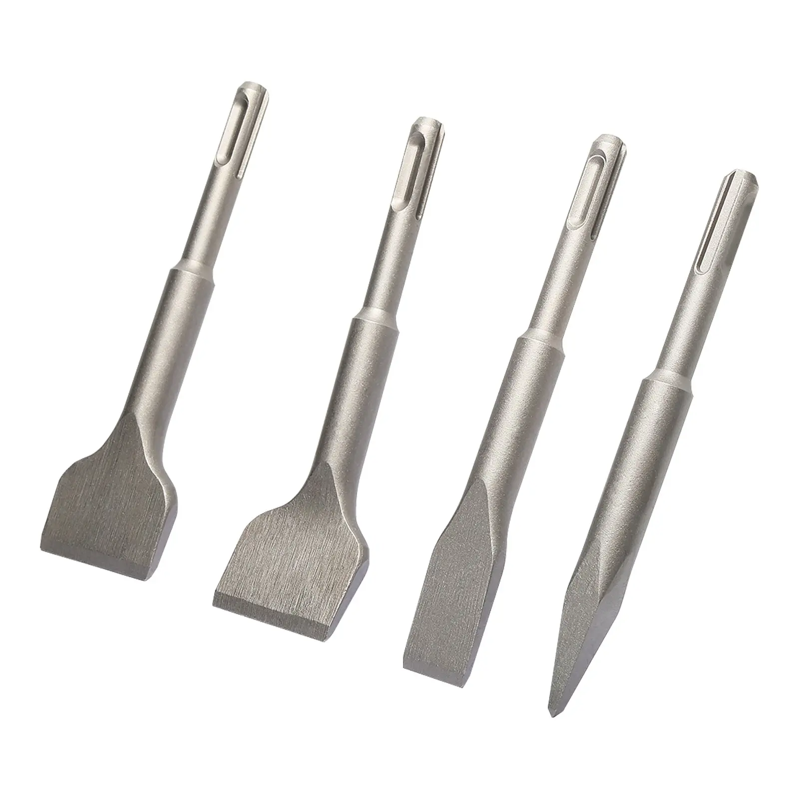 Vearter 4PCS Heavy Duty Chisel Bits Kit Hardware Tool Accessories SDS Plus for Electric Hammer Drill, 40CrMo Point Groove Bit/Flat Chisel/Scaling Chisel/Bent Chisel for Cutting Thinset Tile Masonry Cement Concrete Brick Removal
