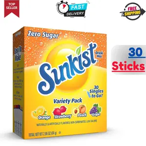 Sunkist Soda Variety Pack Singles To Go Orange Strawberry Grape and Peach...