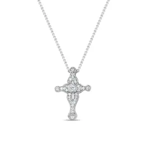 Antique Style Diamond Cross Necklace