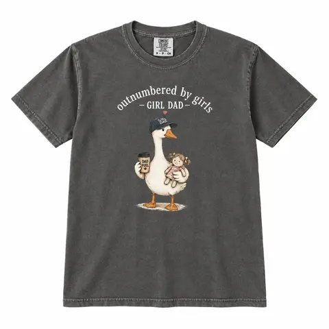 Comfort Colors Girl Dad Shirt, Outnumbered By Girls Tee, Funny Dad Duck Graphic Shirt, Fath Gift for Father’s Day, Cute Dad Life Tee, Duck Dad Fuel Coffee Shirt, Trendy Comfort Colors Graphic Tee for Men