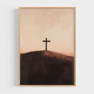 Jesus Cross on a Hill,  Minimalist Christian Wall Art, Cross of Jesus Print, Modern Jesus Artwork, Faith Decor, Cross print C