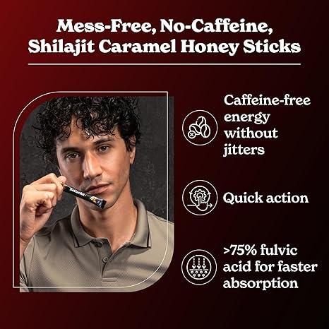 Pure Himalayan Shilajit Cinnamon Honey Sticks with Organic Honey | Easy to Consume Shilajit| 30 Sticks for Energy Boost & Immune Support, 85+ Trace Minerals, 75%+ Fulvic Acid