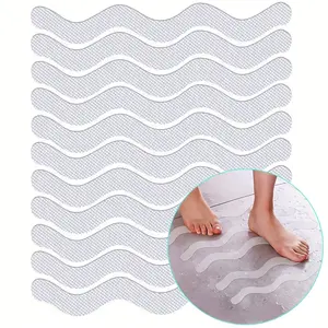 24+1 Pcs Stone Texture S-Shaped Wave Floor Anti-Slip Strips, Transparent Non-Slip Stickers for Bathroom Bathtub, Safety Grip Decals