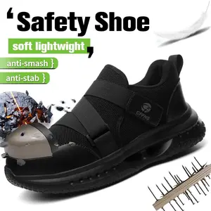 Men's Safety Work Shoes - Anti-Smash Steel Toe Walking Shoes with Breathable Mesh, Steel Toe, Anti-Slip EVA Sole for Construction Worker, Walking Shoes, Elastic Closure, Round Toe, Father's Day Gift