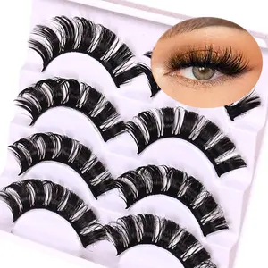 Russian D Curl Strip Lashes 4 Pairs Fluffy Faux Mink False Eyelashes Voluminous Natural Reusable Lightweight Eye Makeup