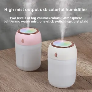 New Creative Mini Humidifier with Colorful Lights, USB Large Mist Volume Dual Spray Nano Hydration Device, Home Gift