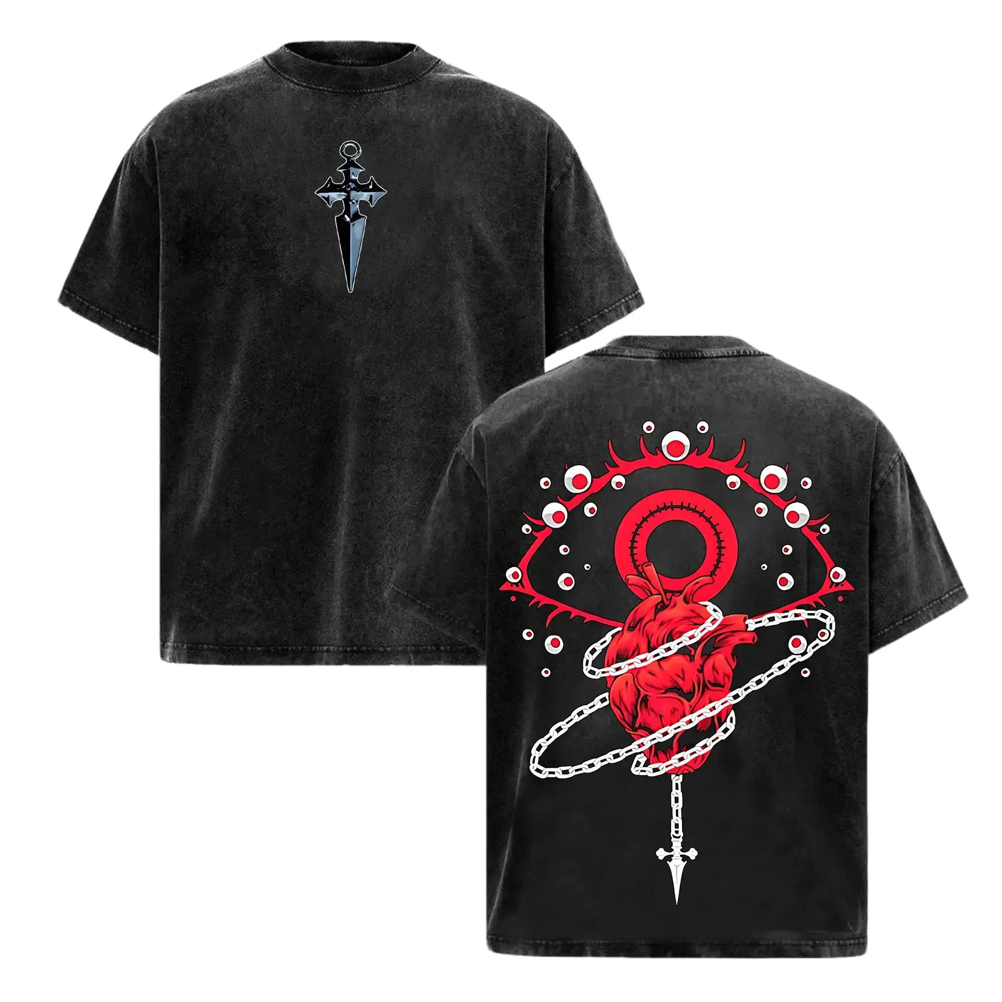 Retro Scarlet Eyes Kurapika Hunter x Hunter Anime Vintage Washed Tee Unisex Mineral Wash Heavy Cotton HxH Graphic T Shirt Japanese Manga Streetwear Y2K Aesthetic Oversized Top Trendy Anime Merch Apparel Best Gift For Otaku Cosplay Fan Lover