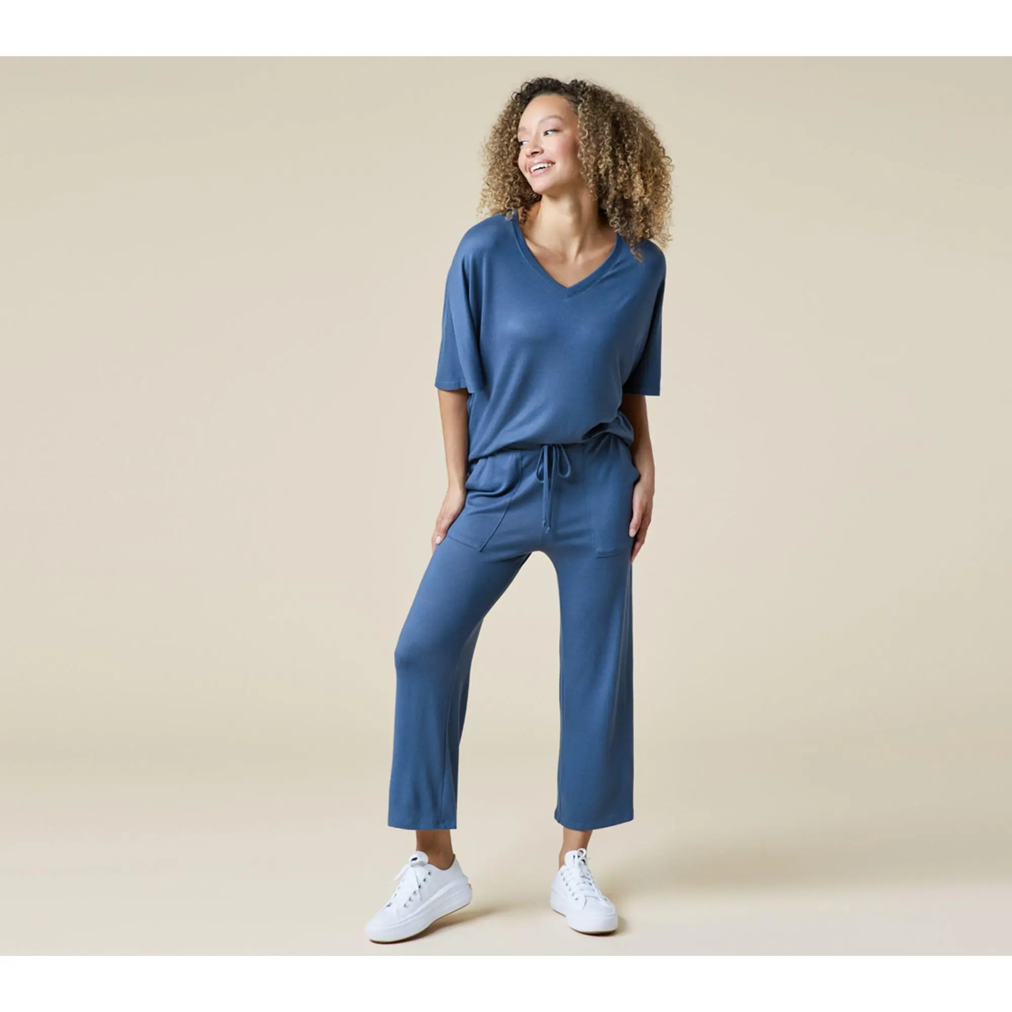 Softies Dream Relaxed V-Neck & Capri Lounge Set