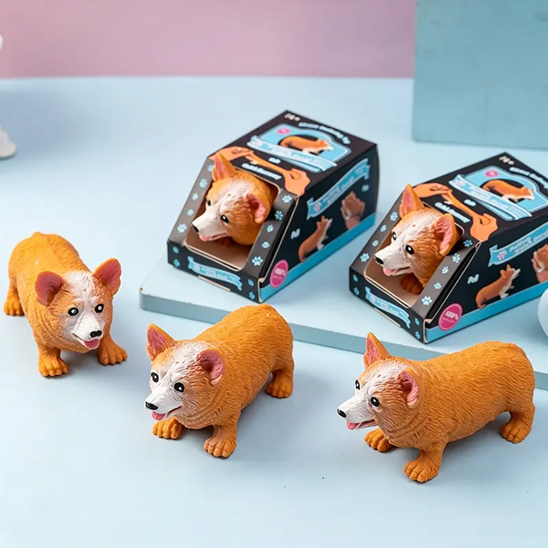 Corgi Squishy Fidget Toy, Cute Soft Squeeze Corgi Doll, Lovely Puppy Stress Relief Squeeze Model for Daily Decor & Party Gifts