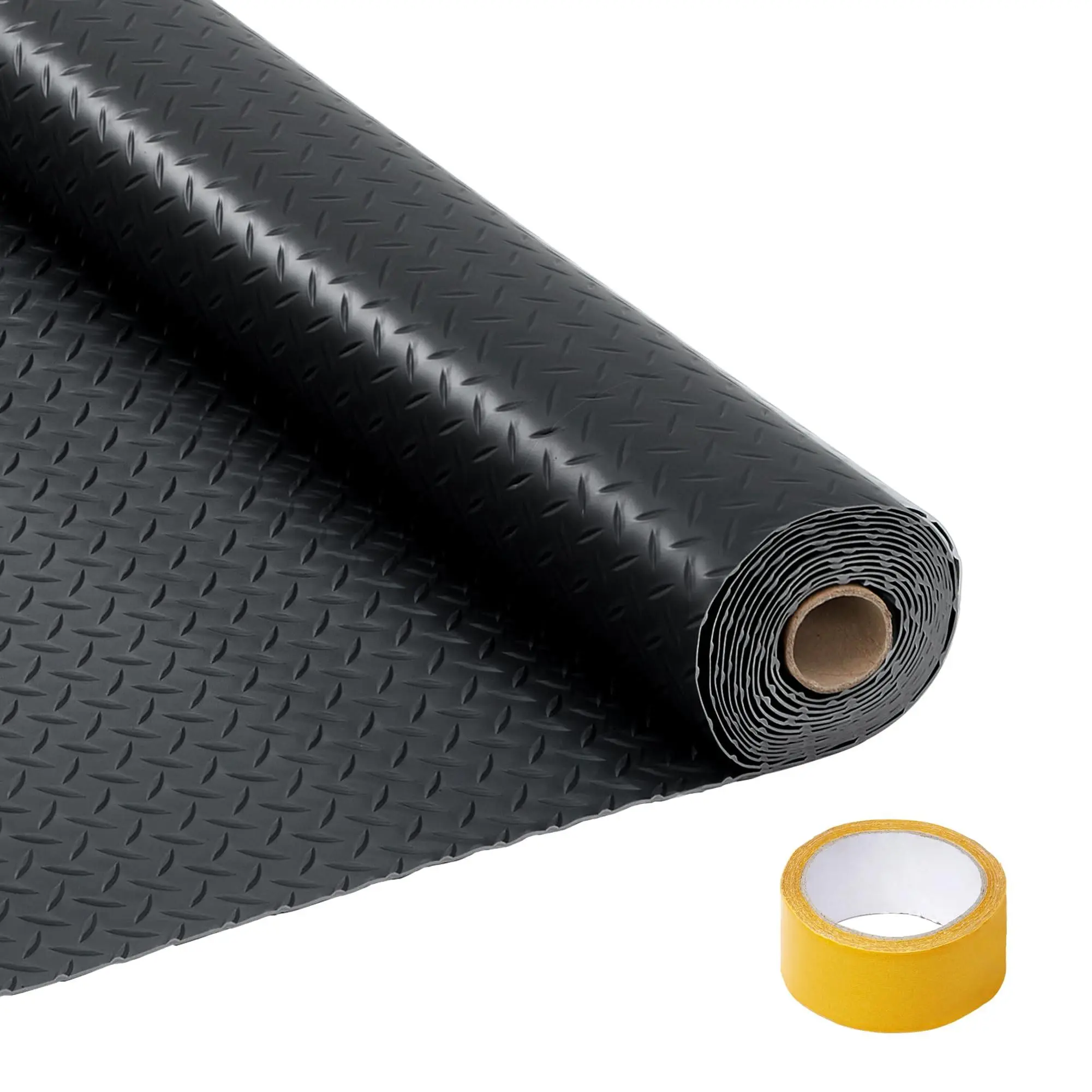 7.5x25 FT Garage Floor Mat, 2.8Mm Thickened Non-Slip PVC Garage Mat Roll, Diamond Plate Floor Protector Mat for Garage, Under Car Parking Mat for SUVs, Trucks, Sports Car, Indoor Use