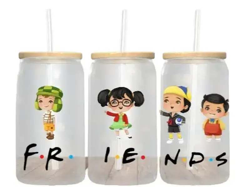 Chavo friends frosted 16 oz glass cup