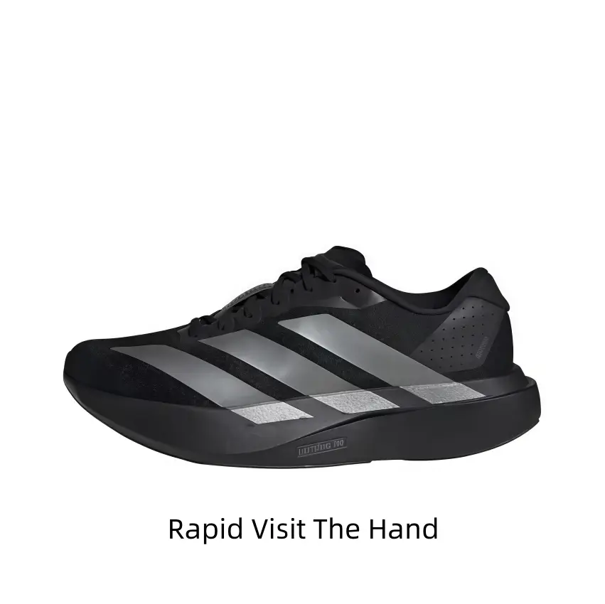 Ultra-breathable black mesh performance running sneakers, wear-resistant matte black rubber outsole with reflective silver trim. Low-key all-dark tone pairs joggers, sportswear for night runs, gym sessions and city workouts.