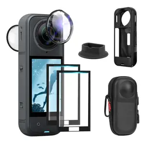 Insta360 X5 Sports Camera Accessories Set, Protective Case, Lens Cap, Tempered Glass, Storage Bag, Silicone Base, Full Protection, Durable