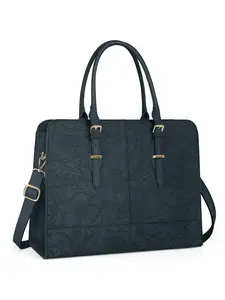 Women's Floral Embossed Handbag, Fashionable Large Capacity Computer Tote Bag, Lightweight Travel Handbag, Shoulder Bag for Work & Daily Used