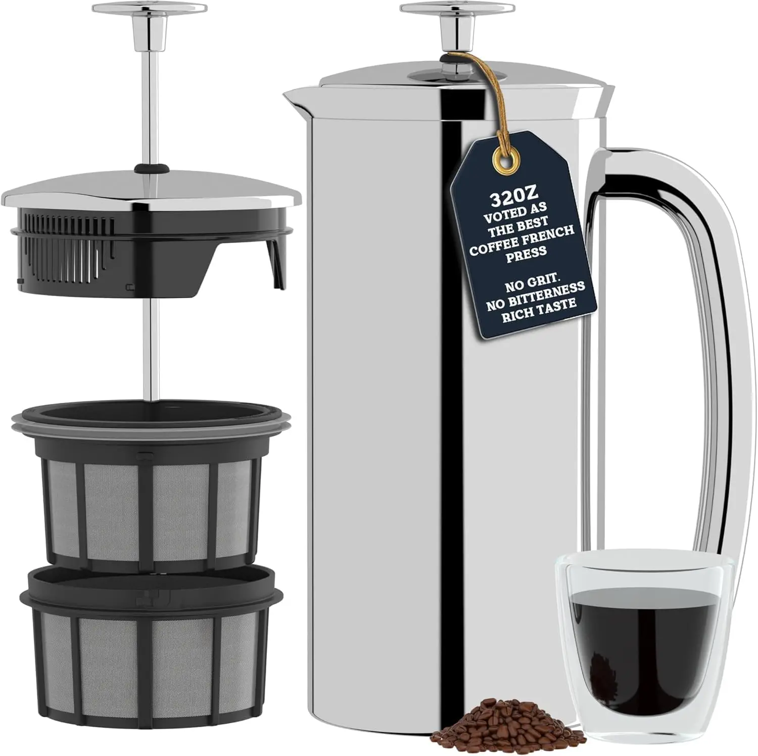ESPRO P7 French Press Coffee Maker, 32 oz Stainless Steel Insulated