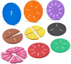 Fraction Tiles Circles 51 count Fraction Bars Set, Rainbow Math Manipulatives for  Elementary School Classroom Educational Kit