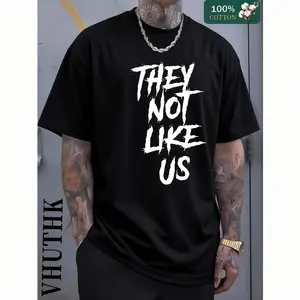 (220 Pure Cotton T-Shirt)    Men's Summer Round Neck Short Sleeved Casual Pure Cotton THEY NOT LIKE US