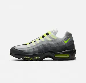 Low Top Gradient Mesh Running Sneakers Grey Neon Volt Lime Green Colorway Visible Full Air Cushion Outsole Unisex Street Trainers