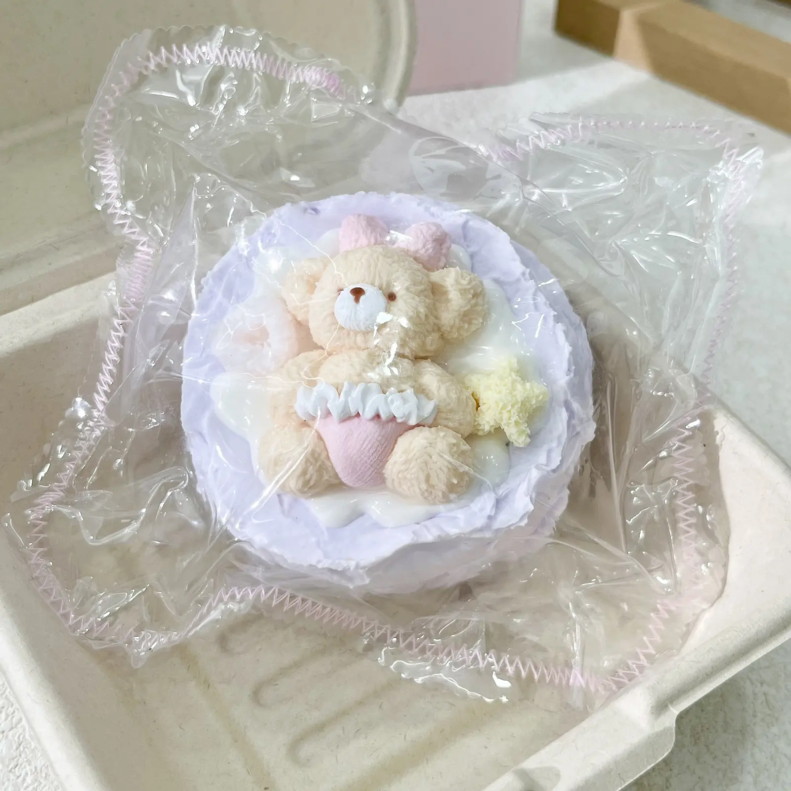 【Buy 3 Get 1 Free】Little Bear Purple Grape Yogurt Bowl Squishy Toys, Food-Grade Silicone Slow Rising Handmade Non-Toxic Soft Squeeze Sensory Toys with Thick Creamy Slime Texture for Stress Relief