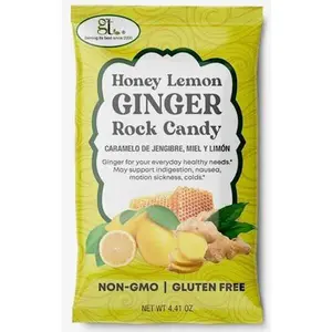 GT Honey Lemon Ginger Rock Candy, 4.41 Ounce Bag, 2 Pack