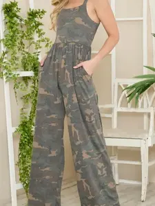 Camo Tank Jumpsuit with Pockets- Comfortable Overalls overall jumpsuit loose jumpsuit Casual Fit