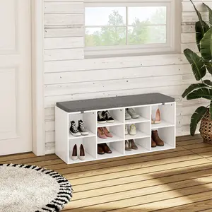 [Mother's Day gift]Shoe Storage Bench – 3-Tier Shoe Rack with Cushioned Seat, Multifunctional Entryway Bench for Front Door Entrance Summervibes