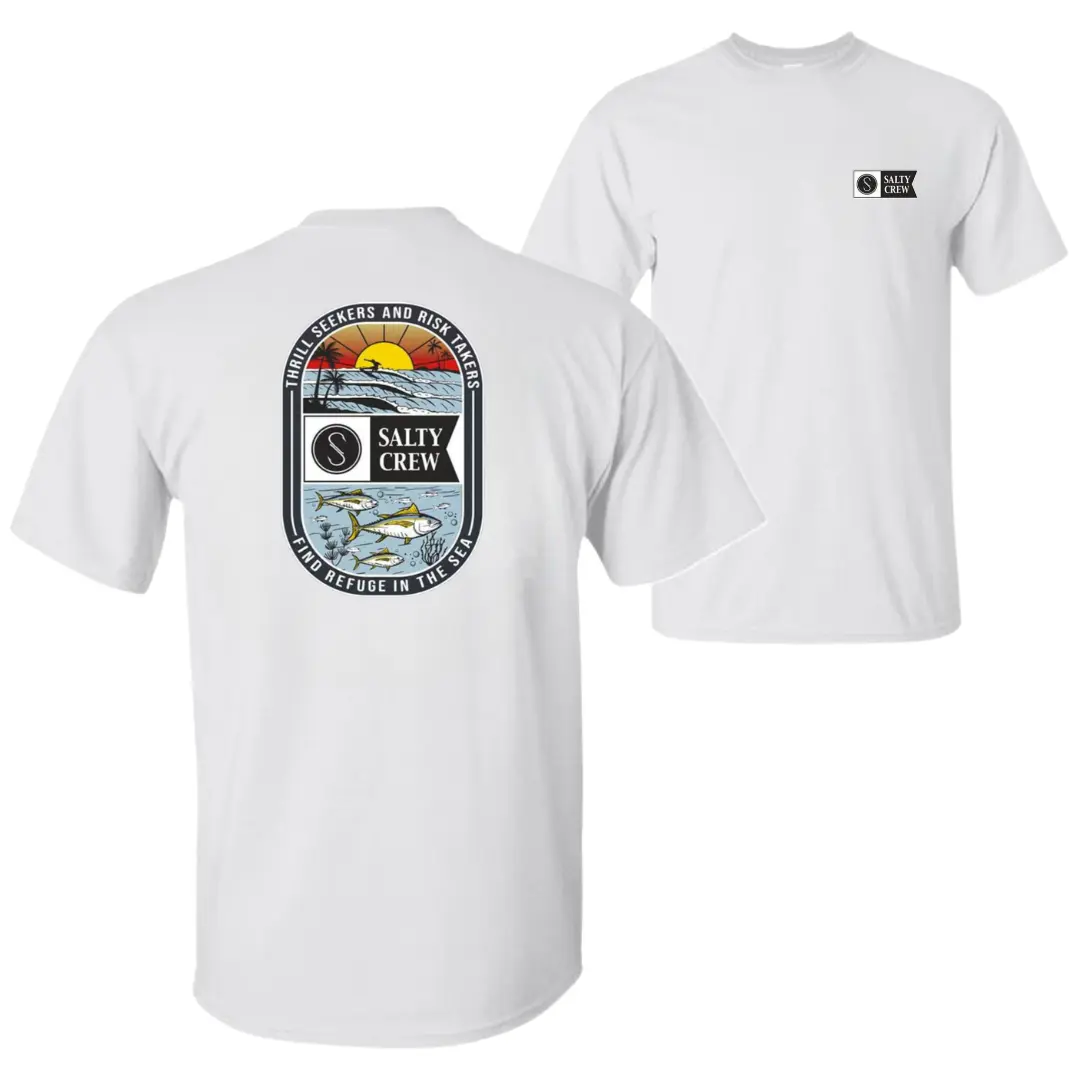Unisex Coastal Surf Fishing Graphic T-Shirt - Short Sleeve Cotton Crew Neck Top with Soft Ribbed Collar, OEKO-TEX Dye Digital Print, Custom-to-Order Ocean Apparel for Anglers, Sport & Streetwear