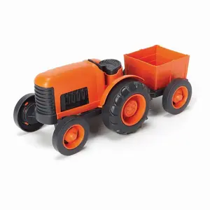 Green Toys Orange Tractor â€“ BPA-Free Recycled Plastic Farm Toy Truck for Toddlers, Durable with Chunky Wheels, Dishwasher Safe