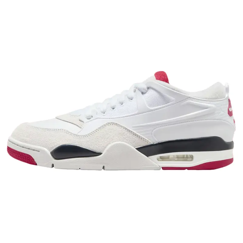 NIKE Men's Jordan 4 RM 'White Fire Red' Leather Athletic Sneaker - Responsive Foam Performance Training Footwear, Fire Red Accents
