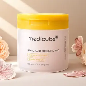 Medicube Kojic Acid Turmeric Pad, Daily Brightening Toner Pads for Dark Spots & Dull Skin, 3% Glycolic Acid Exfoliating Pads for All Skin Types
