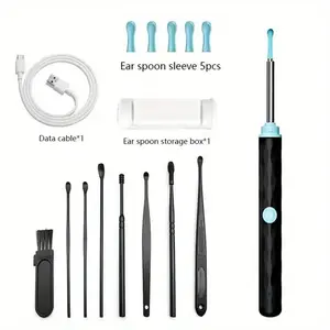 Ear Wax Removal Camera, Ear Cleaner 1296P HD Camera, Ear Cleaning Kit with 8pcs Ear Set, Wireless WiFi Otoscope with 6 Lights, Rechargeable Earwax Removal Tool Kit for Adult & Kid