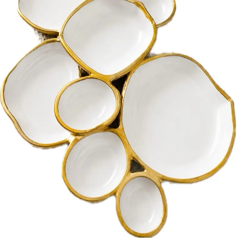 Gold Decorative Round Serving Tray