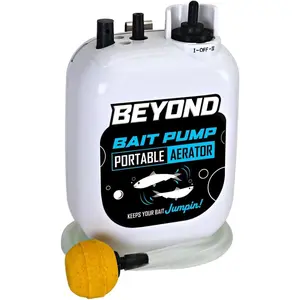 Portable Live Bait Aerator Pump - Long Lasting Battery Powered Bubbler, Water Resistant Design, XL Air Stone Keeps Your Bait Alive Longer