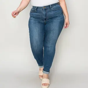 Judy Blue High Waist Non Distressed Cuffed Hem Skinny Jean 82449