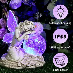 Solar Angel Statue, Outdoor Garden Sculpture, Waterproof Courtyard Decoration, Pathway Lighting, Christmas and New Year Gift