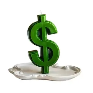 Big Money Dollar Sign Manifestation Candle Green Symbol for Wealth Focus Decoration Ornaments Decor Decorative