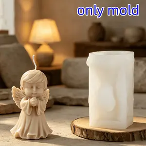 3D Praying Cherub Angel Candle Silicone Mold, Angel Figurine Aroma Epoxy Resin Mould DIY Handmade Soap, Plaster, Resin Casting, Holiday Gift Spiritual Home Ornament Craft Supplies