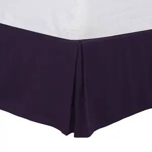 PiccoCasa Queen Size Pleated Bed Skirt, Bed Frame and Box Spring Cover - 16 Inch Tailored Drop Dark Purple