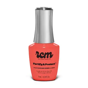 Red Carpet Manicure Fortify & Protect Adventuring Abroad - Coral Pearl Gel Polish for Strong, Healthy Nails - Infused with Vitamin A & Biotin, 9ml.