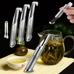 Set of 3 Stainless Steel Tea Diffuser with Clip, Loose Leaf Tea Steeper Stainless Steel Tea Infuser, Mesh Strainer with Hanging Hook Handle, Tea Artifact Creative Pipe Tea Bags for Loose Leaf Tea Tea Making Tool Tea Scoop
