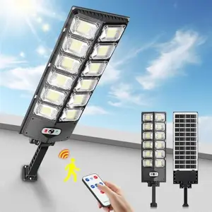 504 LED Solar Street Light Outdoor Waterproof, 12000LM Brightness 6500K Daylight White, Dusk to Dawn Motion Sensor Light with Remote Control for Yard Garage Pathway Front Door