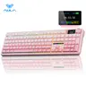 [Restock]AULA F108 Pro Pink Wireless Mechanical Gaming Keyboard, Full Size 104-Key Keyboard with Smart Screen & Knob, Tri-Mode RGB Backlit, Hot Swappable Custom Keyboard for Office and Gaming,summerwins