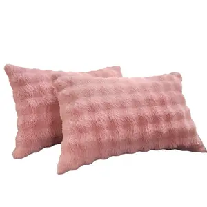 Winter Plush Pillow Cover Set, Single Person Plain Color Pillows, Cream Thick Soft Decorative Cushion Covers, 48x74 Cm, Home Decorative Cushion, Sofa Bedroom Use