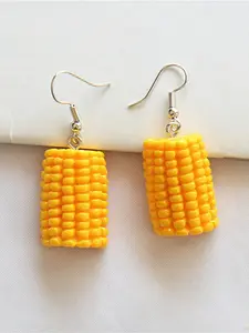 Women's Corn Cob Dangle Earrings, Yellow Food Drop Earrings, Funny Fruit Vegetable Statement Earrings for Summer Party Gift, Cute Jewelry, Earrings Dangling