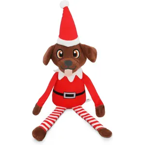 Pooch on a Perch - Funny Christmas Elf Plush Dog Toy with Squeak & Crinkle, for Pets, Cute Dog Toy Stocking Stuffer, and Festive Playtime Fun