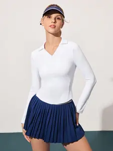 Women's Long Sleeve Sports Polo Shirt, Angel Season Tennis & Badminton Wear, Outdoor Fitness Gym Top, Casual Dailywear