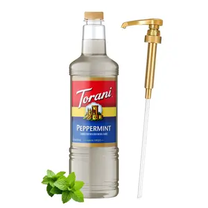 Torani Peppermint Syrup 1 Liter Bottle with Pump - Premium Coffee Flavoring Made with Pure Cane Sugar & Natural Flavors for Lattes, Mochas, Desserts & Cocktails - Cafe-Quality Mint Sweetener